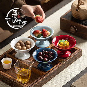 Assiette en céramique Wu Xi Tang en forme de fleur, plat à fruits et en-cas en porcelaine, plateau de service pour fêtes - Product Image 2