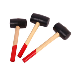 Wooden Handle Black Rubber <b>Hammer</b> Round Head Tiling Installation Tool Construction DIY Use - Product Image 1