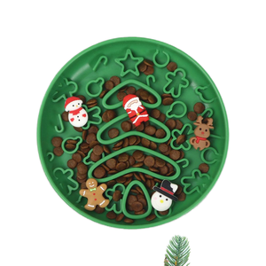 Cuenco de silicona navideño personalizado para perros, diseño festivo, comedero lento sin derrames para mascotas - Product Image 1