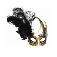 Masque de carnaval vénitien amusant pour cosplay, masque de fête en plumes d'autruche noires pour les fournitures de fête, décoration d'Halloween et de Noël