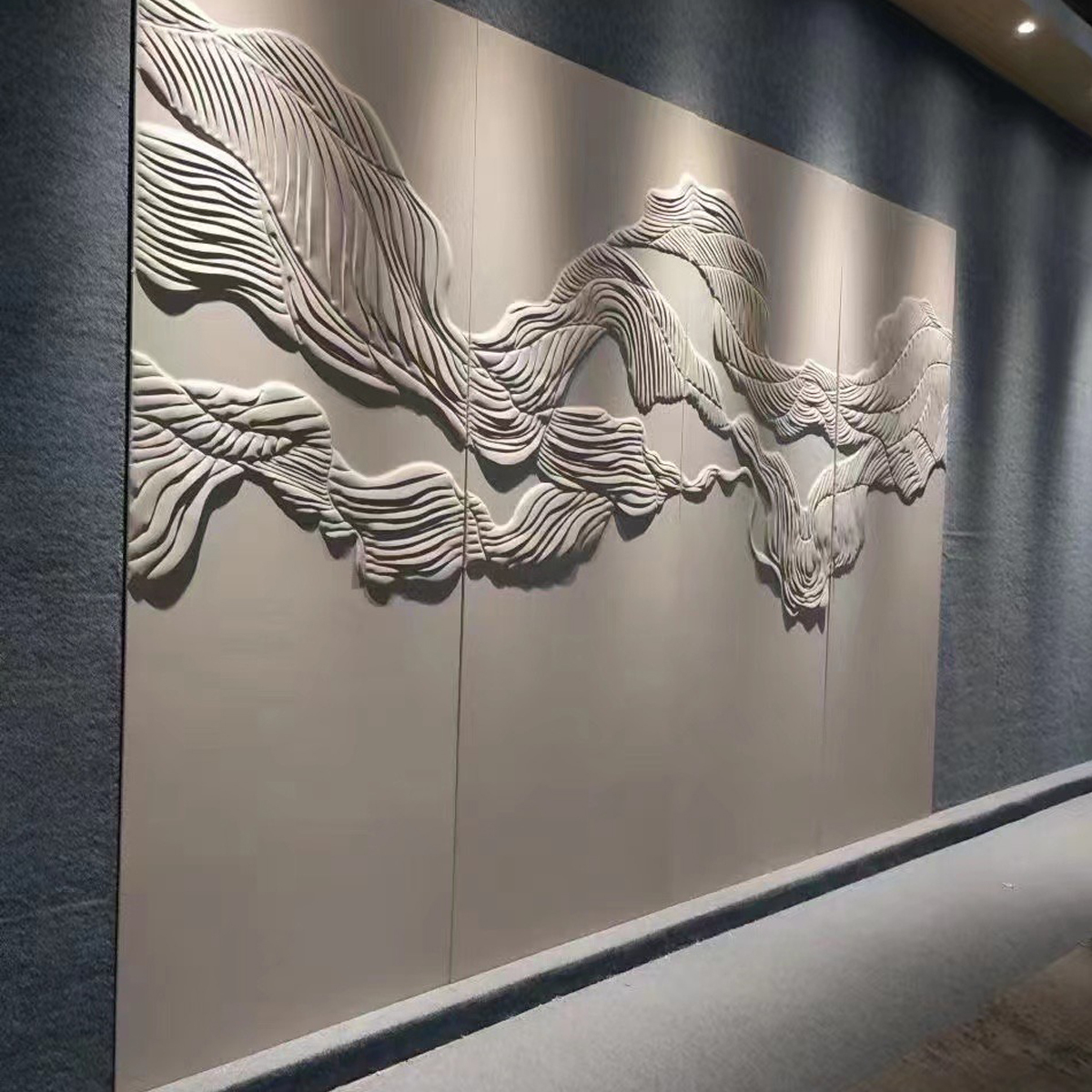 Custom Interior Home Decor Featured Embroidery Leather Fabric Flexible Upholstery Wall Panel Wallpaper · image 1