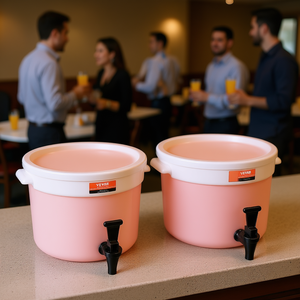 Distributeur de boissons Vevor 3 gallons en plastique à 2 robinets, refroidi par glace, avec robinet pour jus, thé glacé, limonade, eau – Qualité commerciale - Product Image 2