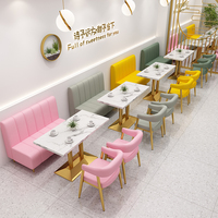 Meubles de restaurant nordique moderne ensemble de canapé et café coloré pieds en métal doré ensemble chaise de salle à manger et table Mable
