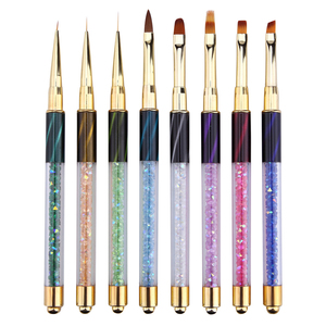 Set de 10 Pinceles para Decoración de Uñas con Diamantes, Diseño de Ojo de Gato, Punta Plana para Dibujar Líneas, Pinceles para Fototerapia - Product Image 2