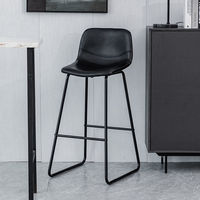 Tabouret de bar en cuir PU à dossier haut avec base en métal de style moderne, best-seller pour bar, salle, café, cuisine, café