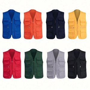 Gilet de travail multi-poches en coton et polyester pour homme, gilet de sport d'été personnalisé professionnel - Product Image 3