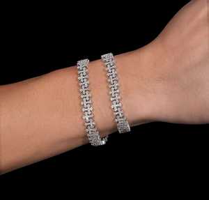Pulsera de Plata 925 con Cruz de Moissanita, Bañada en Rodio, Estilo Bohemio, Engaste de Garras, Corte Brillante, Joyería Unisex para Bodas y Fiestas - Product Image 1
