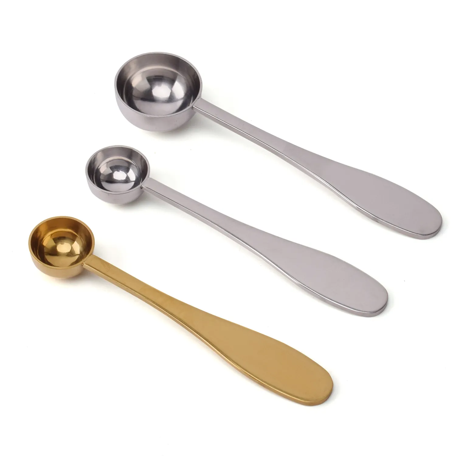 Multi Size Gold Colored 5ML Loose Leaf Tea Spoon Silver Stainless Steel Scoop