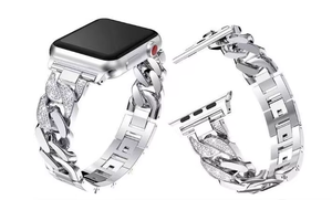 Moda atmosférica para <span class=keywords><strong>Apple</strong></span> <span class=keywords><strong>Watch</strong></span> Correa IWatch 1/<span class=keywords><strong>2</strong></span>/3/4/5/6 <span class=keywords><strong>generación</strong></span> Cadena <span class=keywords><strong>de</strong></span> mezclilla <span class=keywords><strong>de</strong></span> una sola fila correa <span class=keywords><strong>de</strong></span> metal con tachuelas <span class=keywords><strong>de</strong></span> diamantes - Product Image 3