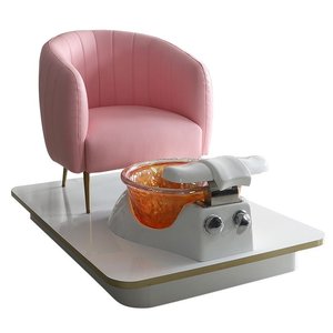 Fauteuil de pédicure en cuir PU rose avec baignoire spa pour <span class=keywords><strong>les</strong></span> pieds en verre, station de soin des pieds moderne pour salon - Product Image 2