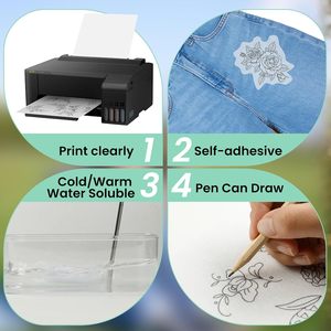 Papier de broderie soluble dans l'eau imprimable pour broderie à la main et à la machine - Product Image 2