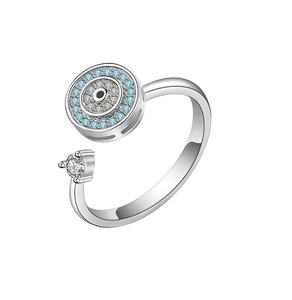 Rotatif Spinner Anneau Bijoux Style Ethnique Blanc Zircon Spinner Anneaux Démon Yeux Rotatif Réglable Fidget Anneaux Pour L'anxiété - Product Image 6