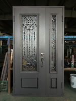 Porte en verre mexicaine à double battant en fer forgé, design simple et moderne, pour jardin extérieur, prix principal, vente aux États-Unis