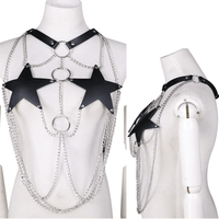Harnais en cuir PU BlueRabbit BDSM avec chaîne étoile pentagramme, pour festivals et soirées, jouets sexuels pour femmes et couples