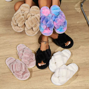 New Plush <b>slippers</b> <b>for</b> External Wear Anti slip <b>Home</b> Thick Bottom Solid Color Cross Cotton <b>slippers</b> <b>for</b> <b>Women</b> - Product Image 4