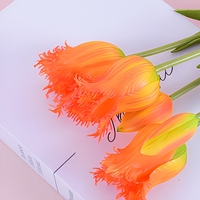 5 Tangkai Bunga Tulip Buatan Real Touch dengan Rumbai, Bunga Tulip Parrot Silikon untuk Dekorasi Rumah dan Pernikahan