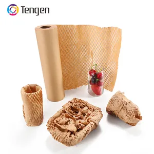 Wholesale Custom Honeycomb Grid Paper Cushioning Wrap Biodegradable Hex Craft Honeycomb Wrap Digital Printing Customized Brown