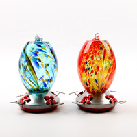 Mangeoire à colibri pour Patio extérieur grande taille 32 onces en verre soufflé à la main coloré mangeoires à oiseaux sauvages suspendues
