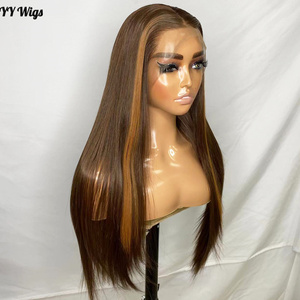 长13x4亮点未来黑色女性合成蕾丝前假发直耐热金发假发预拔发际线 - Product Image 3