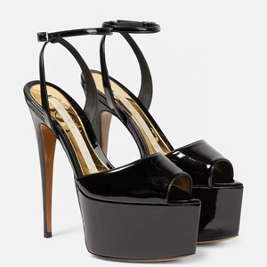 Sandales sexy pour femmes à talons hauts fins et plateforme, bout ouvert, en cuir verni brillant, pour soirées, clubs et danseuses d'été - Product Image 3