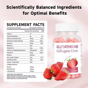 Gommes à mâcher multivitaminées au collagène et au glutathion à la saveur de fraise, 60 gommes, favorise la santé de la peau, le système immunitaire, végétalien, pour adultes - Product Image 3