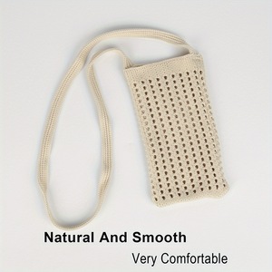 Summer Hollow Knitted Phone <b>Bag</b> For Women Cotton Rope Woven Crossbody <b>Bag</b> Minimalist Beach Vacation Casual Shoulder <b>Bag</b> - Product Image 3