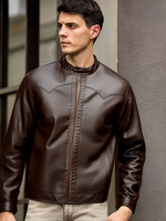 Veste en cuir zippée à manches longues avec logo personnalisé de concepteur OEM Veste pour hommes Veste de course vintage en cuir 2025