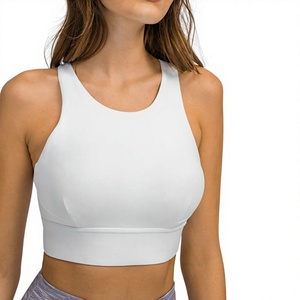 Sujetador Deportivo de Primera Clase para Mujer, Color Sólido, Espalda Cruzada, para Yoga y Fitness, Cuello Redondo, Soporte Medio - Product Image 1