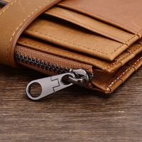 Portefeuille en cuir véritable lisse à l'huile et à la cire Porte-cartes RFID Blocage de cartes de crédit Portefeuille mince et intelligent pour hommes