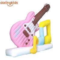Guitare géante gonflable avec notes de musique, grande décoration gonflable sur le thème musical pour événements en plein air