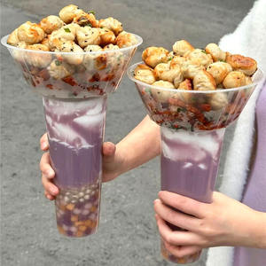 20 set 2 in 1 1000ml Mangkuk Pasta Taro Bentuk Jempol untuk Bakpao Goreng, Mangkuk Snack, Makanan & Minuman untuk Dibawa Pulang - Product Image 2