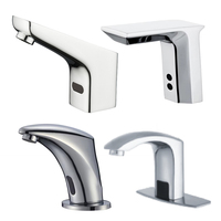 Robinet d'eau froide monocommande moderne classique à capteur tactile, finition chrome brossé, en alliage de zinc, à montage sur comptoir avec douchette extractible