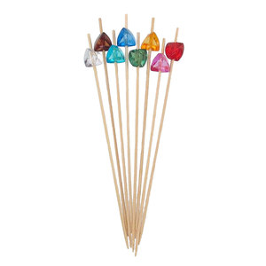 Brochettes à fruits jetables écologiques en bambou, <span class=keywords><strong>cure</strong></span>-dents en forme de diamant <span class=keywords><strong>argent</strong></span>é avec motif lanterne et ballon de football, fournitures de fête - Product Image 2