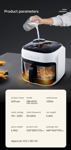 Freidora de Aire Geming <span class=keywords><strong>7L</strong></span> de Gran Venta con Tecnología de Recipiente de Vidrio Transparente, Función de Vapor y Olla Antiadherente - Product Image 3