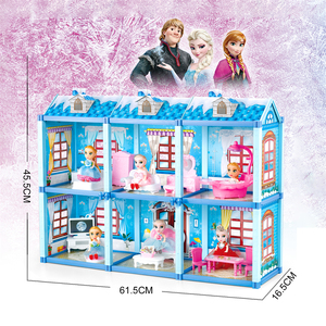 119ชิ้น + วิลล่าพลาสติกสีฟ้าสองชั้นพร้อมตุ๊กตาขนาด3นิ้วและเฟอร์นิเจอร์สำหรับเด็กของเล่นก่อสร้าง DIY - Product Image 5