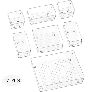 Hot Selling 25 Pcs Desk Drawer Organizers Trays Set Clear Plastic Storage Bins Dividers Clear Plastic Drawer Organizer