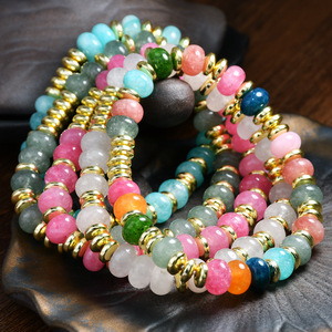 New Hot Crystal Rondle <strong>Beads</strong> Golden Spacer <strong>Stretch</strong> Bracelets Women Boho Colorful Abacus <strong>Beads</strong> Natural Stone Yoga Bracelets Gift - Product Image 2