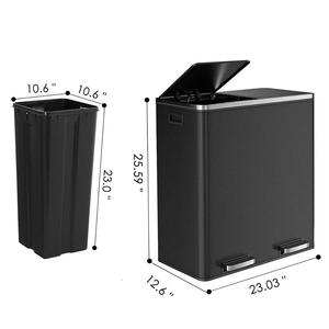 Thùng Rác Kép, Thùng Rác Bước 16 Gallon (2X30L), Thùng Rác Hai Ngăn Bằng Thép Không Gỉ Phân Loại Có Thể Tái Chế Thùng Rác - Product Image 2