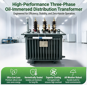 Transformateur immergé dans l'huile S11-M 160 kVA 10/0,4 kV à trois phases, à noyau en aluminium, haute efficacité, équipement de distribution d'énergie économe en énergie - Product Image 1