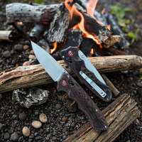 Couteau de poche pliable EDC Outdoor Survival Camping DIY Durable 5Cr15 Acier inoxydable Manche en bois Système de roulement Klappmesser OEM