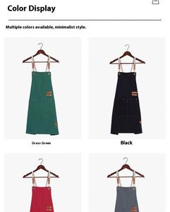 เสื้อผ้าทำงานร้านชานมพิมพ์โลโก้ตามสั่งสำหรับผู้หญิง - ผ้ากันเปื้อนผ้าแคนวาสกันน้ำ ผลิตจากผ้าฝ้ายสำหรับงานปาร์ตี้ - Product Image 4