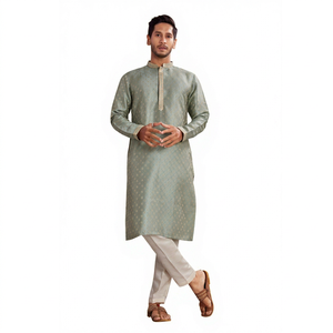 Stylish Heavy Cotton <b>Kurta</b> With Neck Embroidery And Semi Cotton Chudidar Perfect For Wedding Festival And Traditional Wear - Product Image 1