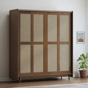 Estilo europeu de madeira sólida armário, quadro de madeira estilo europeu para guarda-roupas, organizador, quarto, rattan, armário