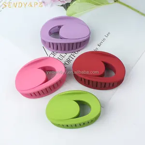 Customizable Colors Versatile 6cm Plastic Matte Oval Hair Claw Hollow Out Frosting Solid Colors Hair Clips Clamps Accessories