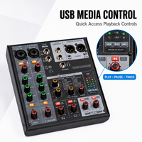 Mini-mixeur audio 4 canaux M6, interface audio USB, DSP 24 bits, Bluetooth, alimentation fantôme 48V pour studio à domicile, enregistrement et diffusion en direct