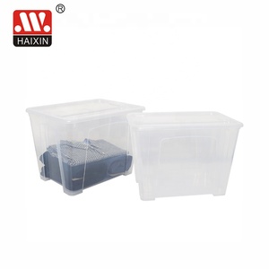 Haixing Popular High Quality Transparent 21L Storage Box Bins Plastic Storage Container with Lid