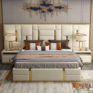 Lit King Size en Cuir Premium Moderne de Luxe avec Tête de Lit Surdimensionnée Cadre de Lit Queen Doux pour Meubles de Chambre à Coucher Principale - Product Image 4