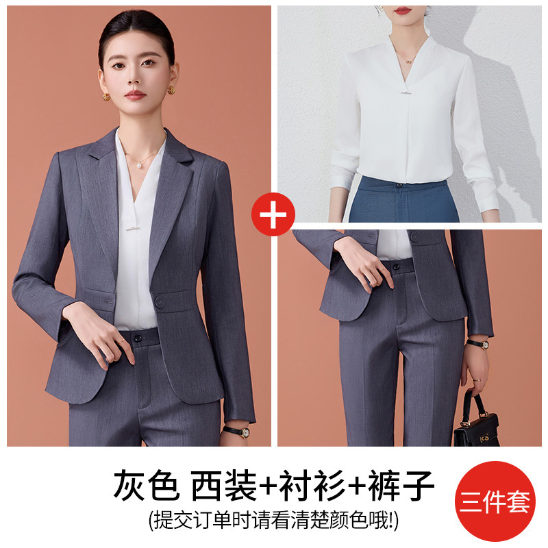 Grey suit pants and shirt