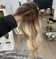 Perruque sans couture en dentelle de luxe blonde dimensionnelle chaude à neutre de qualité supérieure, collection européenne, avec filet diamant pour femmes