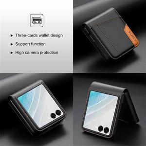 Funda de Cuero con Costuras de Color y Ranuras para Tarjetas, Tipo <span class=keywords><strong>Flip</strong></span>, para <span class=keywords><strong>Samsung</strong></span> Galaxy <span class=keywords><strong>Z</strong></span> <span class=keywords><strong>Flip</strong></span> 7 FE 6 5, Antigolpes - Product Image 3